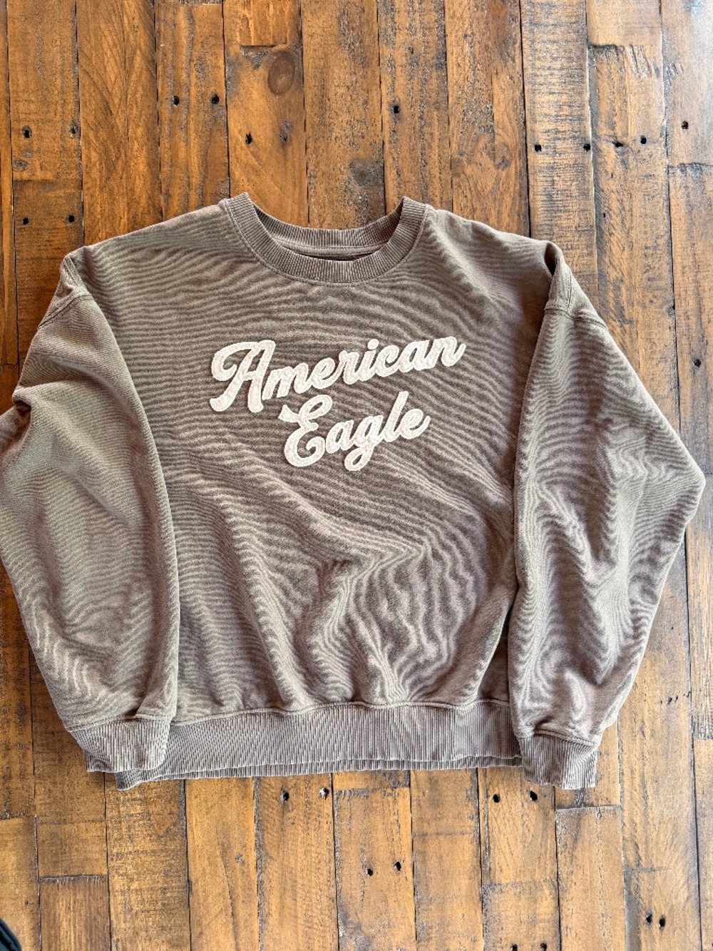 American Eagle Brown Logo Crewneck Sweatshirt Medium Oversized